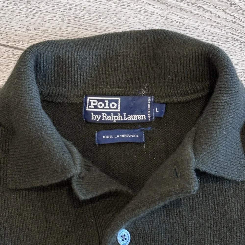 Vintage Polo Ralph Lauren Golf Sweater Mens‎ Large Green Pony Lambswool Preppy